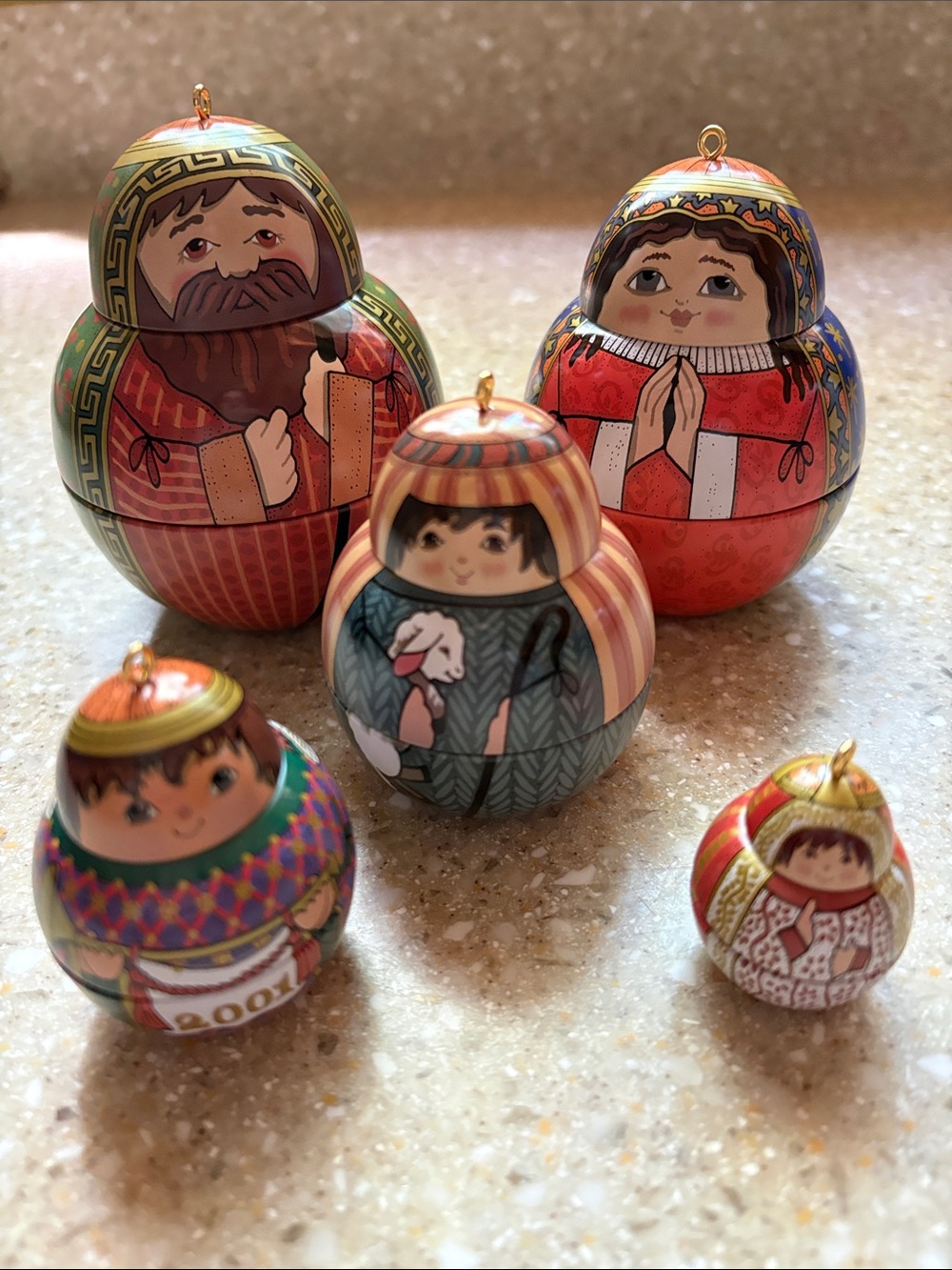 Vintage 2001 Hallmark Nested Nativity Ornament Set